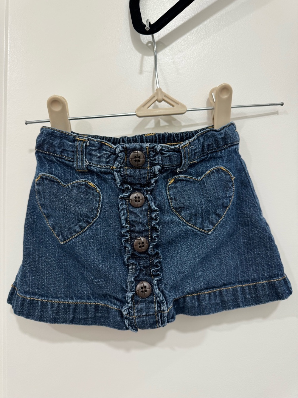 Old Navy Dark Blue Denim Skirt with Heart Pockets